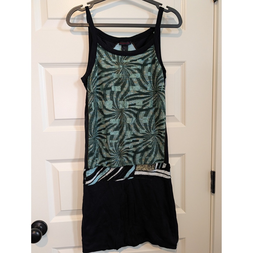 Custo Barcelona Mixed Media Metallic Geometric Mini Dress